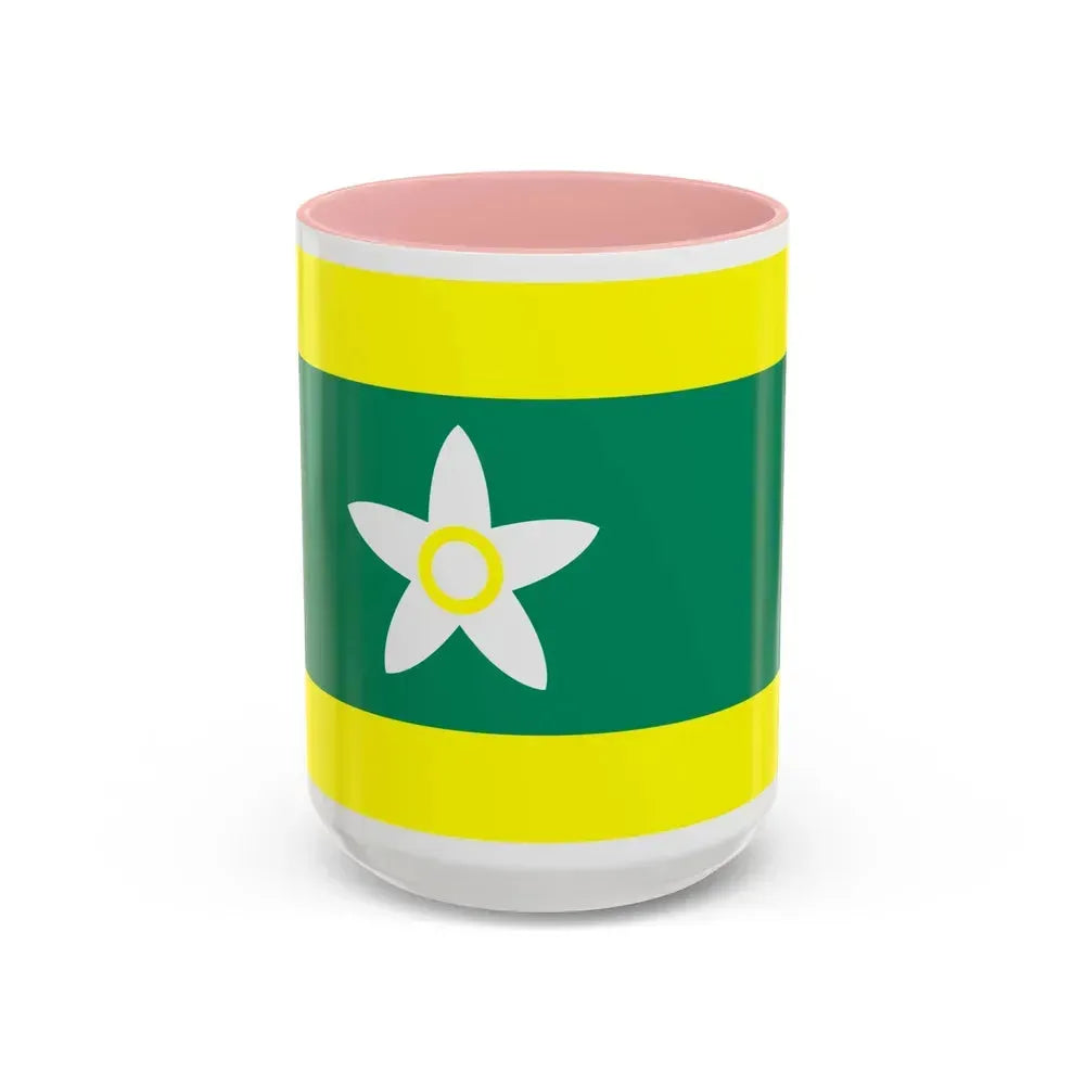 Flag of Ehime Prefecture Japan - Accent Coffee Mug 15oz Pink - Go Mug Yourself