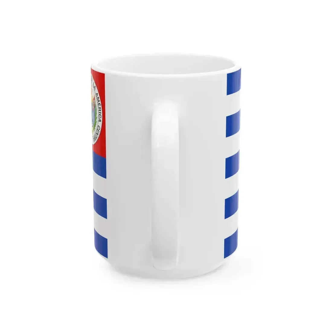 Flag of El Salvador 1877-1912 reverse (El Salvador) White Coffee Mug - Go Mug Yourself