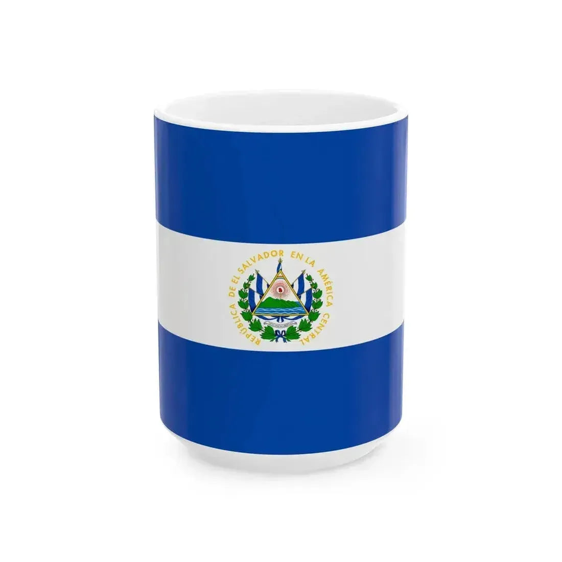 Flag of El Salvador 3-2 (El Salvador) White Coffee Mug 15oz - Go Mug Yourself