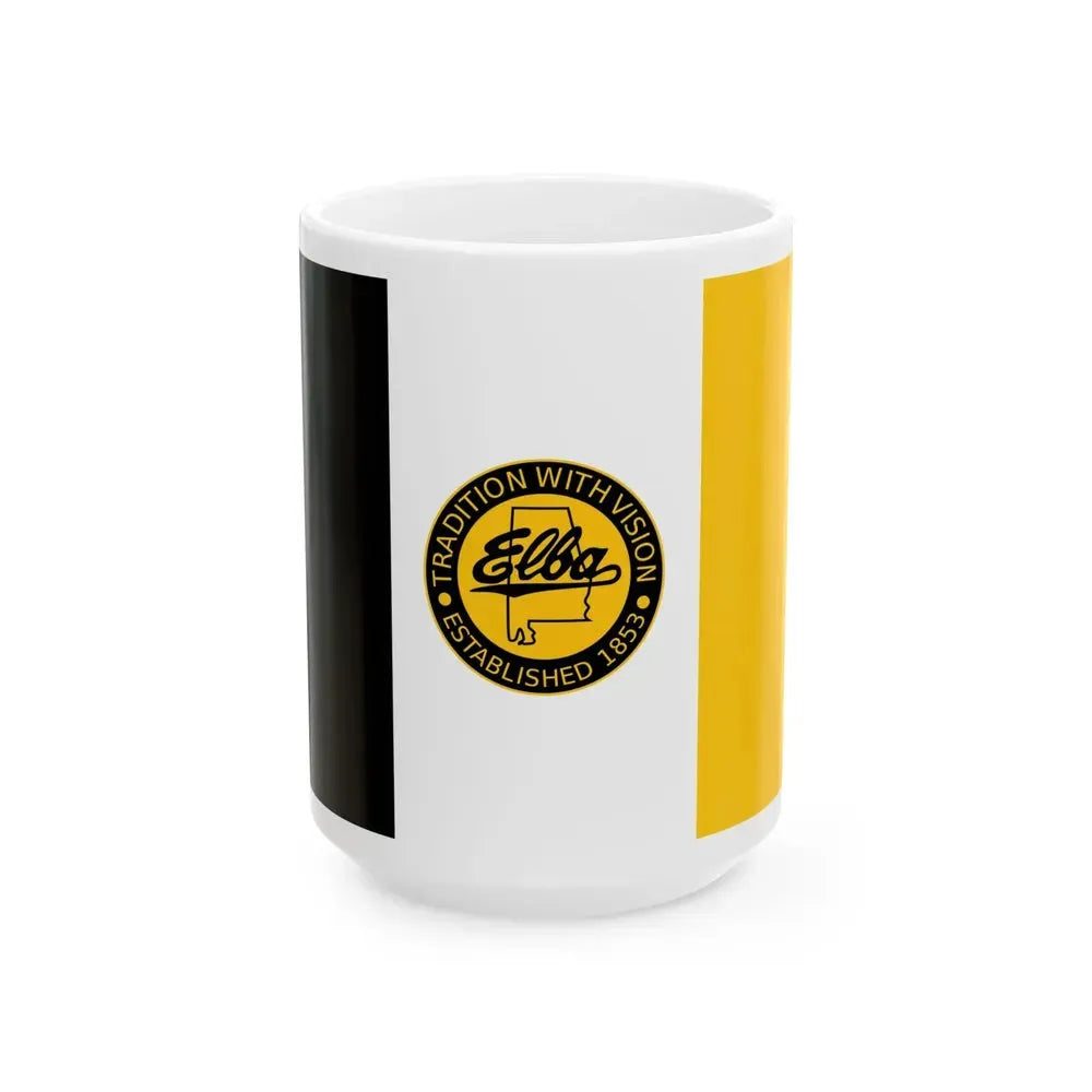 Flag of Elba Alabama (United States) White Coffee Mug 15oz - Go Mug Yourself