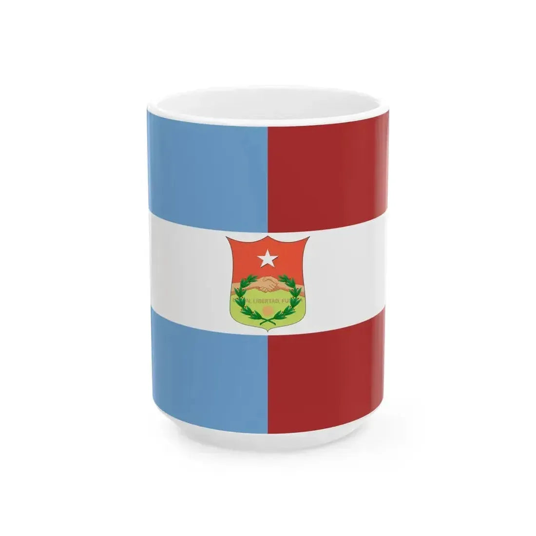 Flag of Entre Rios 1833-1853 with arms (Argentina) White Coffee Mug 15oz - Go Mug Yourself