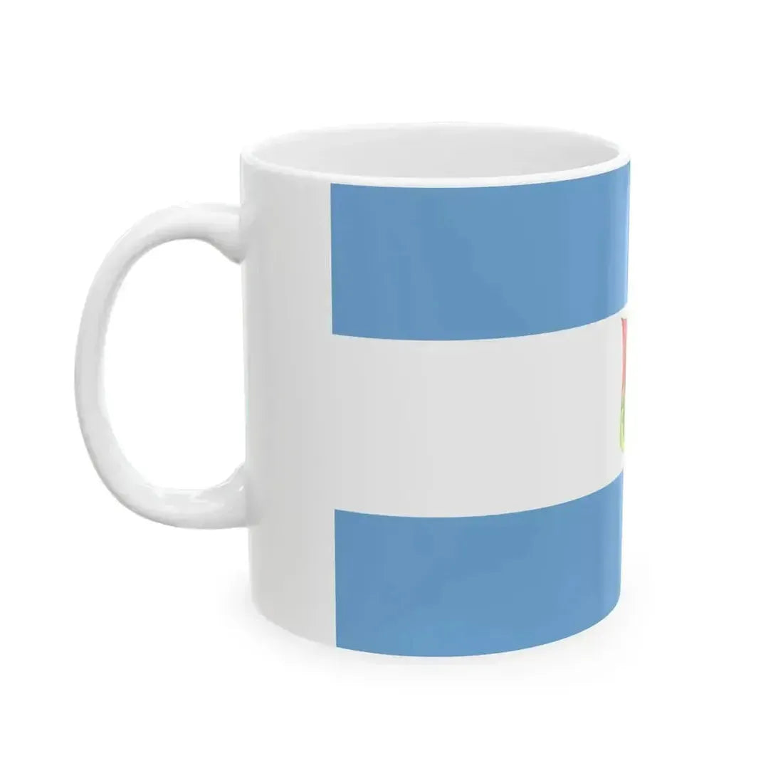 Flag of Entre Rios 1833-1853 with arms (Argentina) White Coffee Mug - Go Mug Yourself