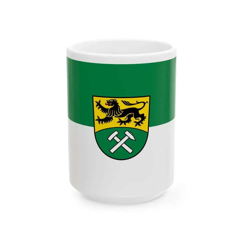 Flag of Erzgebirgskreises Germany - White Coffee Mug 15oz - Go Mug Yourself