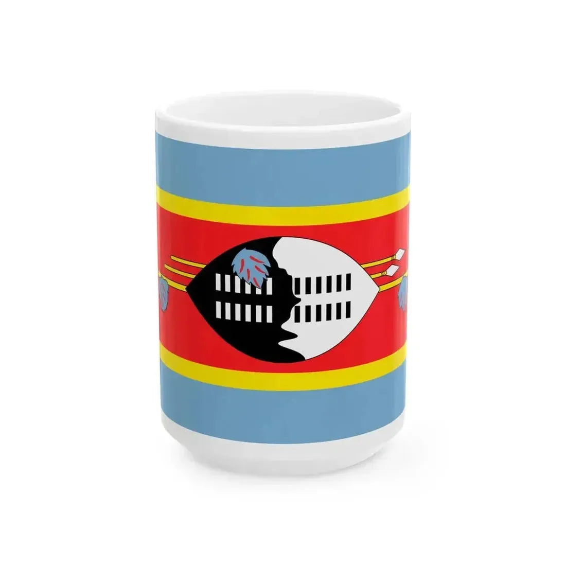 Flag of Eswatini with Lighter Colors (Eswatini) White Coffee Mug 15oz - Go Mug Yourself