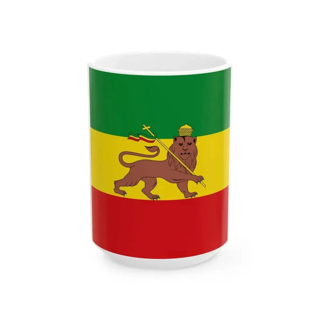 Flag of Ethiopia 1897-1936 1941-1974 squared (Ethiopia) White Coffee Mug 15oz - Go Mug Yourself