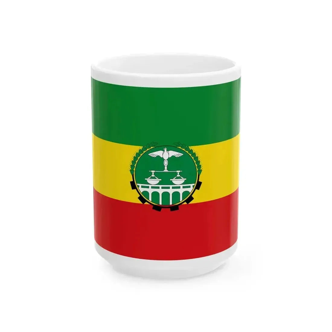 Flag of Ethiopia 1992-1996 (Ethiopia) White Coffee Mug 15oz - Go Mug Yourself