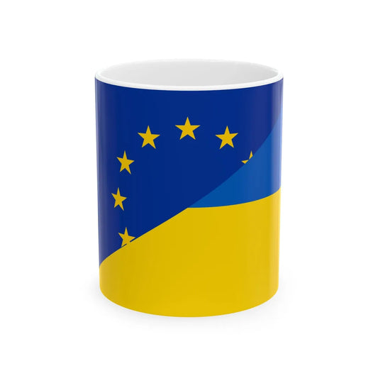 Flag of Europe and Ukraine (Ukraine) White Coffee Mug 11oz - Go Mug Yourself