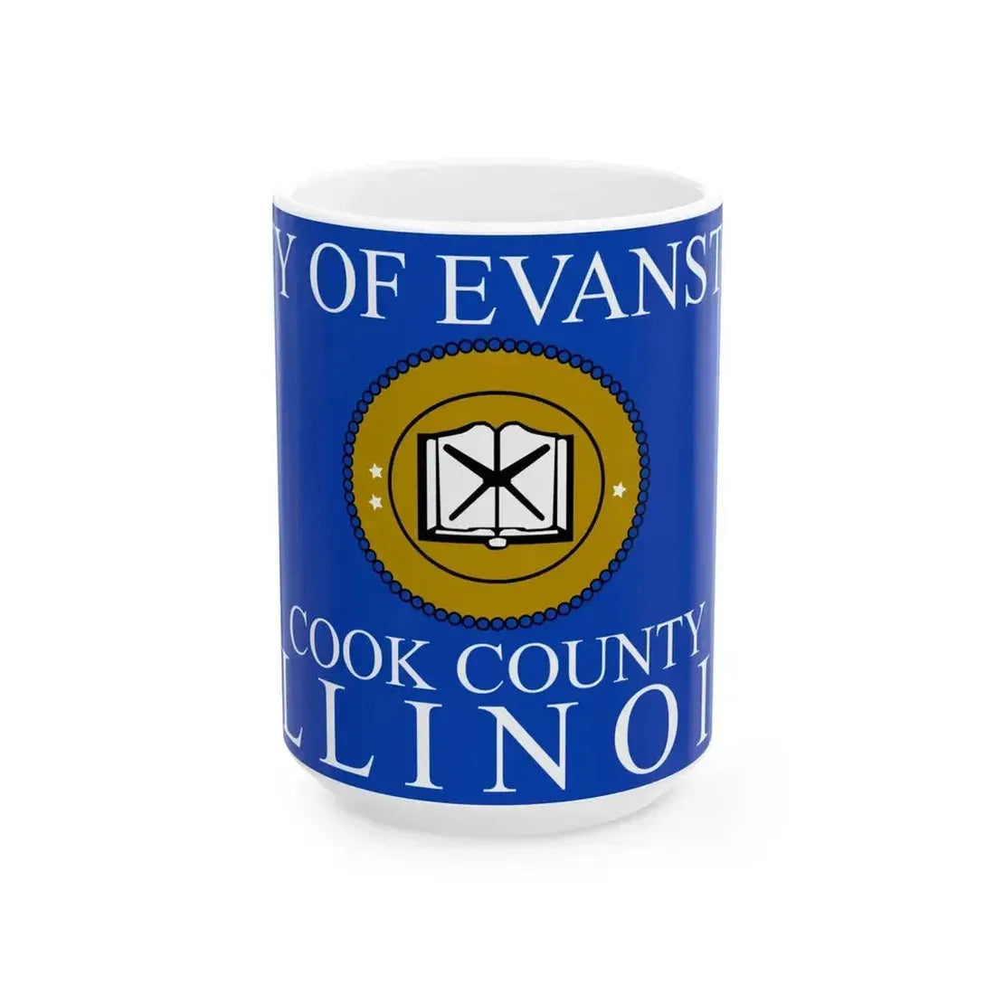 Flag of Evanston Illinois 2015-2024 (United States) White Coffee Mug 15oz - Go Mug Yourself