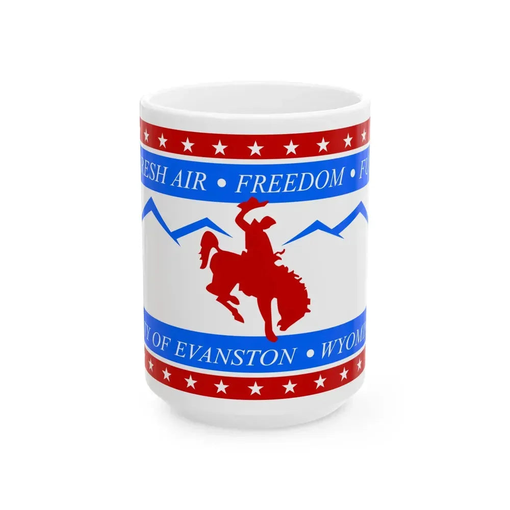 Flag of Evanston Wyoming (United States) White Coffee Mug 15oz - Go Mug Yourself