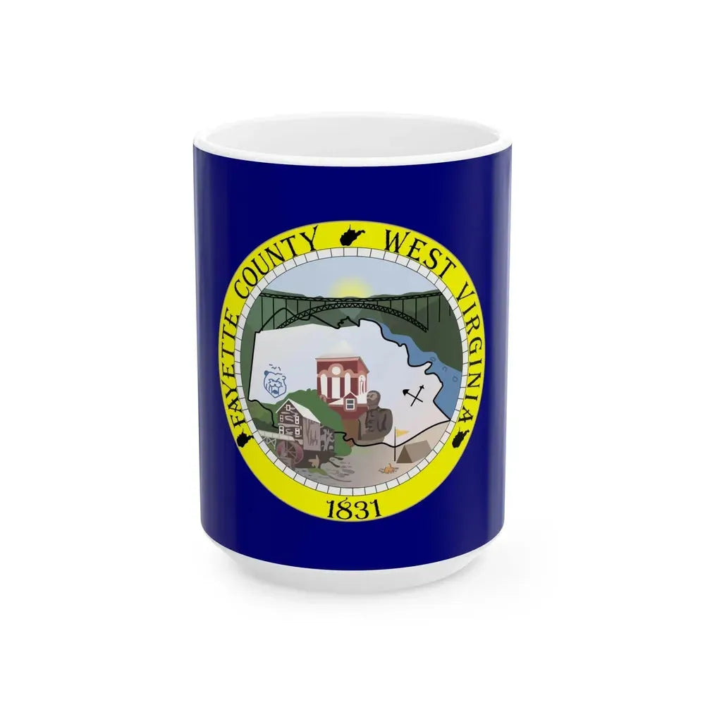 Flag of Fayette County West Virginia (United States) White Coffee Mug 15oz - Go Mug Yourself
