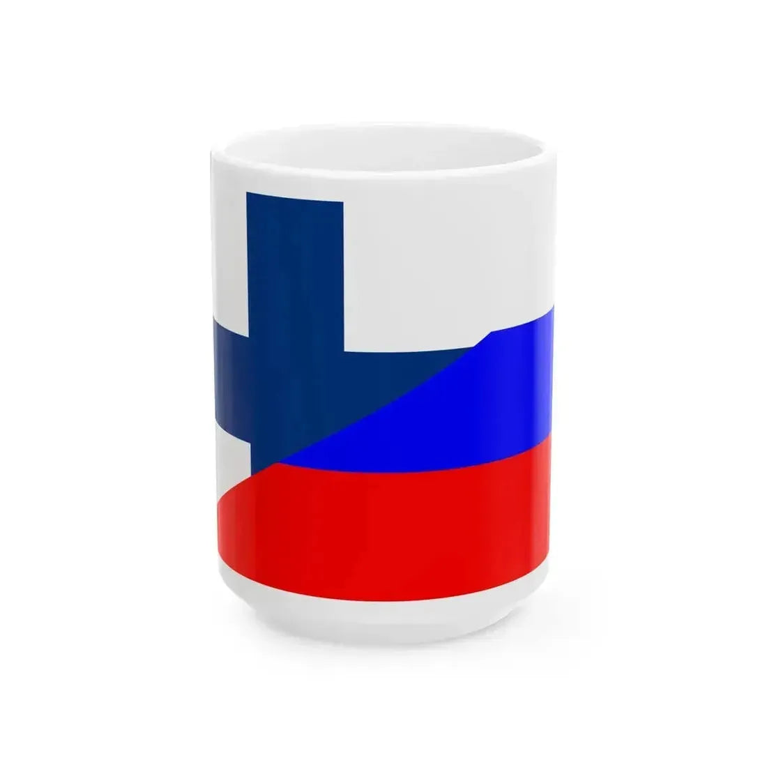Flag of Finland and Russia (Finland) White Coffee Mug 15oz - Go Mug Yourself