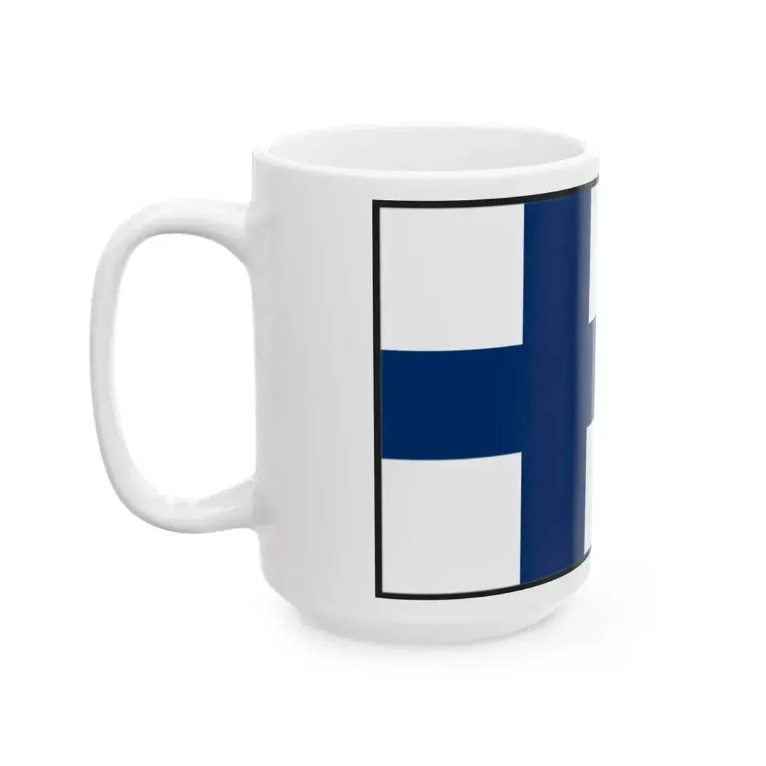 Flag of Finland bordered (Finland) White Coffee Mug - Go Mug Yourself