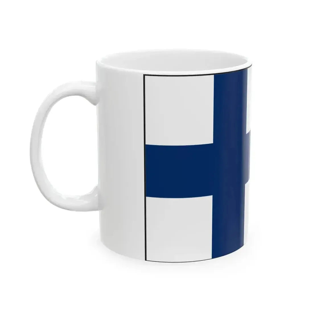 Flag of Finland with border (Finland) White Coffee Mug - Go Mug Yourself