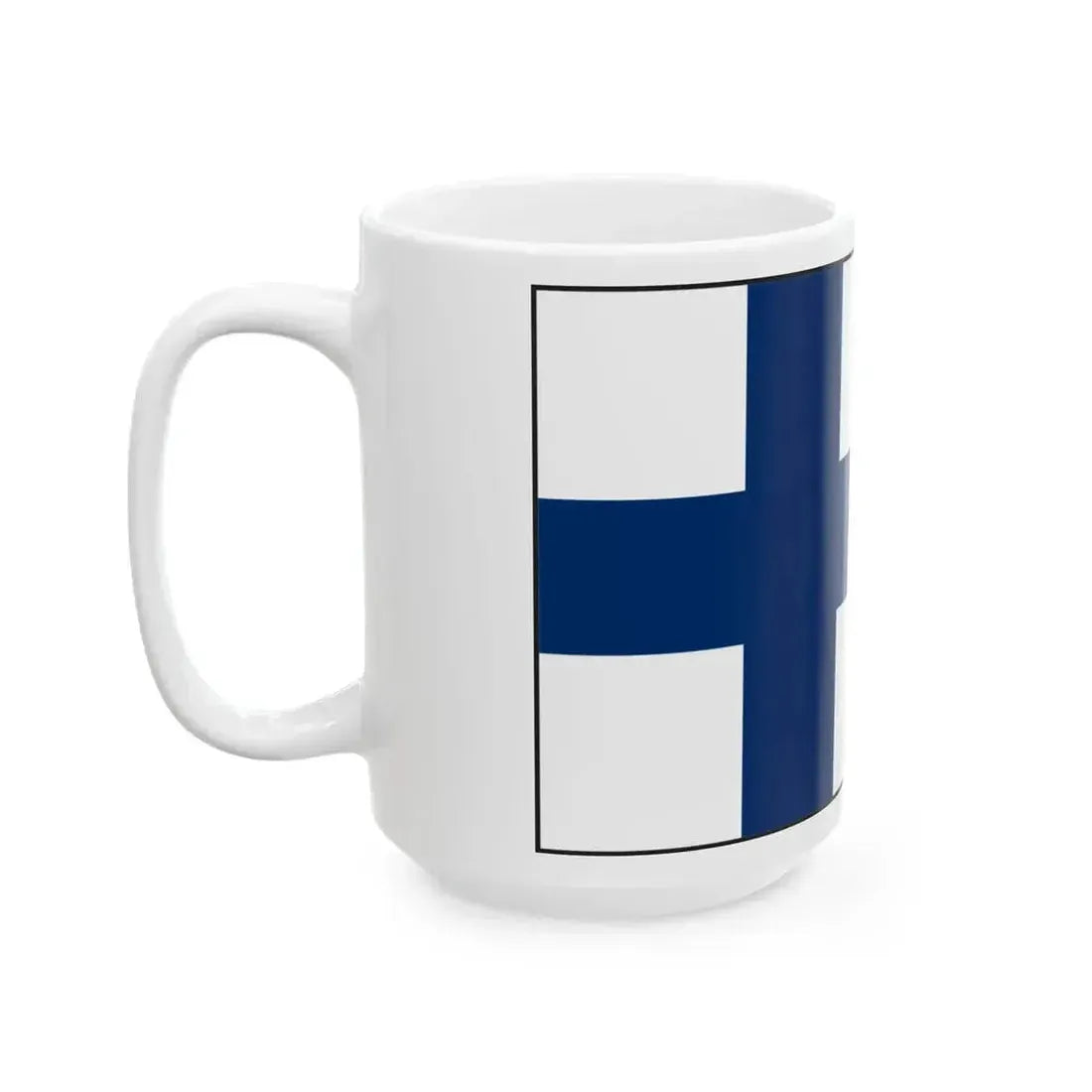 Flag of Finland with border (Finland) White Coffee Mug - Go Mug Yourself