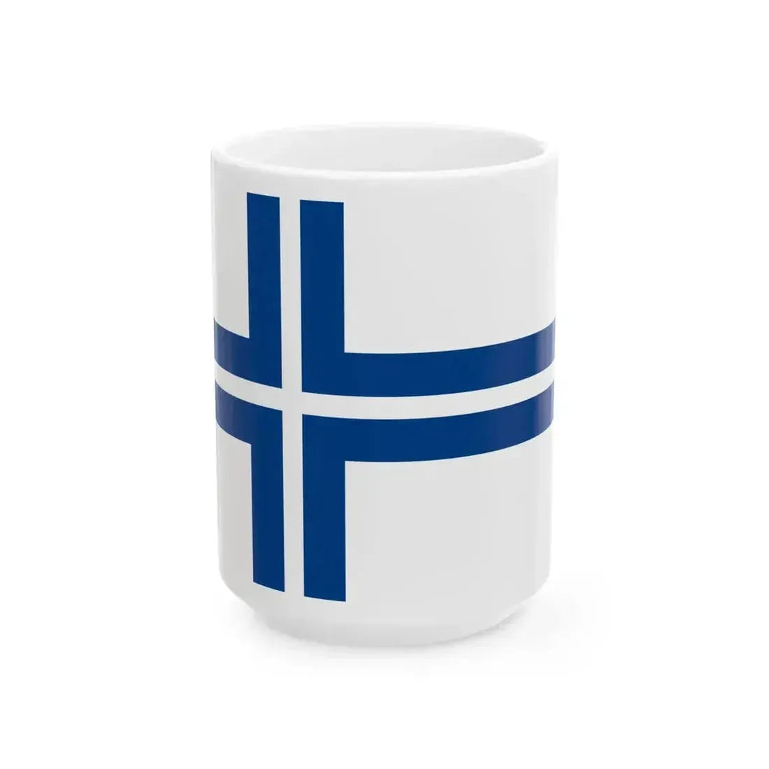 Flag of Finnish yacht clubs alternative (Finland) White Coffee Mug 15oz - Go Mug Yourself