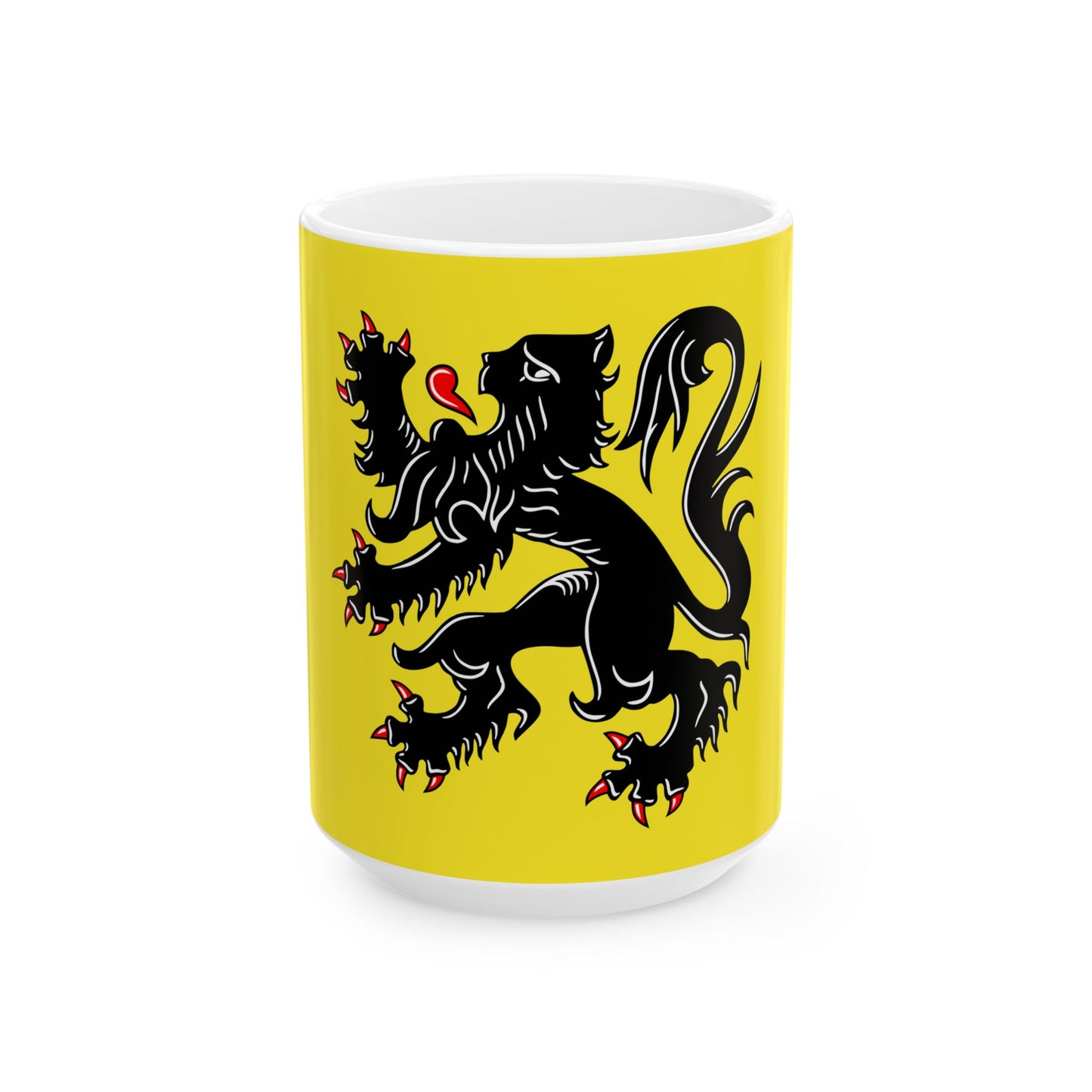 Flag of Flanders (Belgium) White Coffee Mug-15oz-Go Mug Yourself