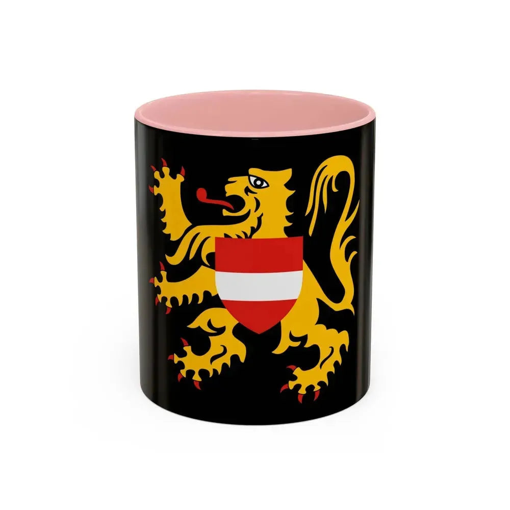 Flag of Flemish Brabant Belgium - Accent Coffee Mug 11oz Pink - Go Mug Yourself