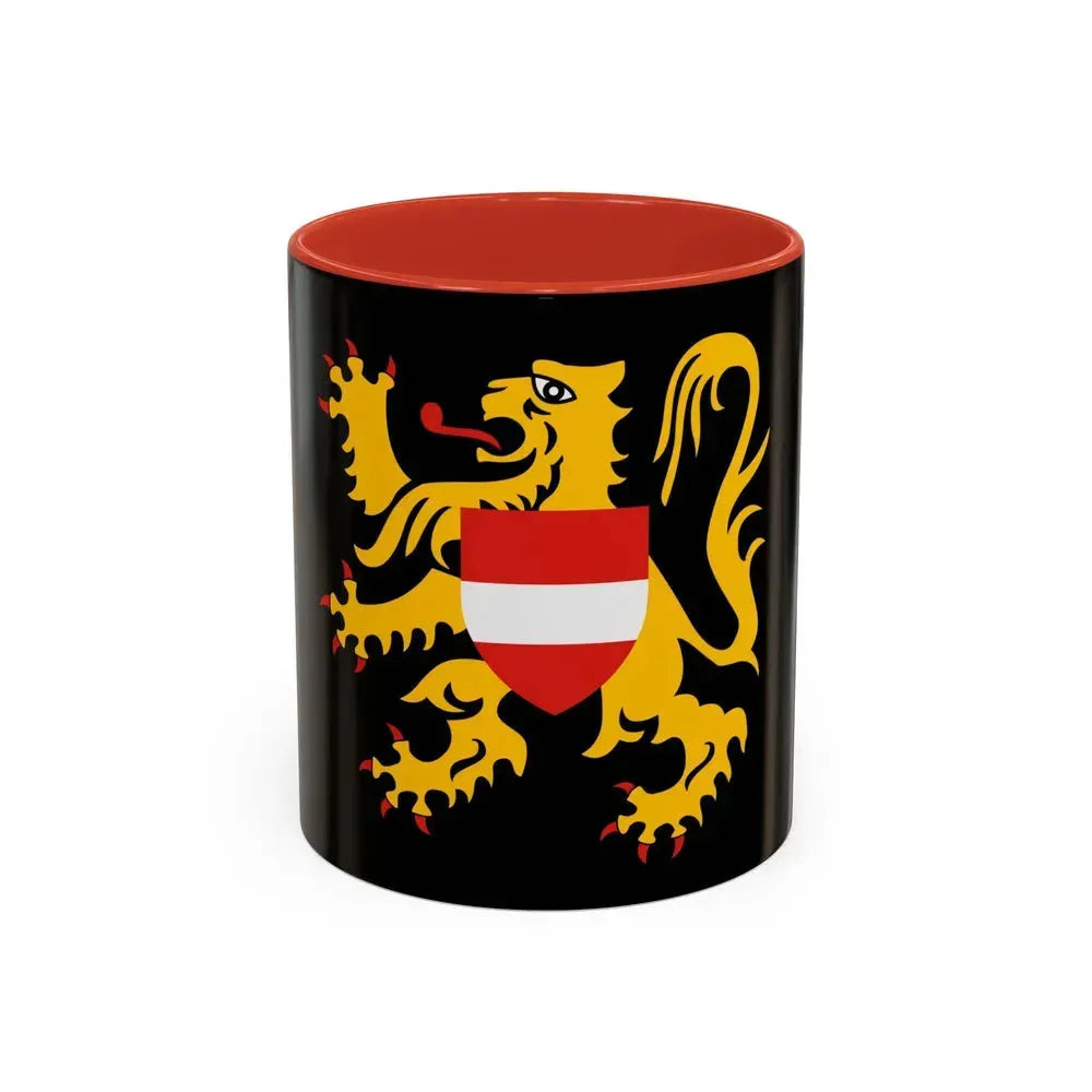 Flag of Flemish Brabant Belgium - Accent Coffee Mug 11oz Red - Go Mug Yourself