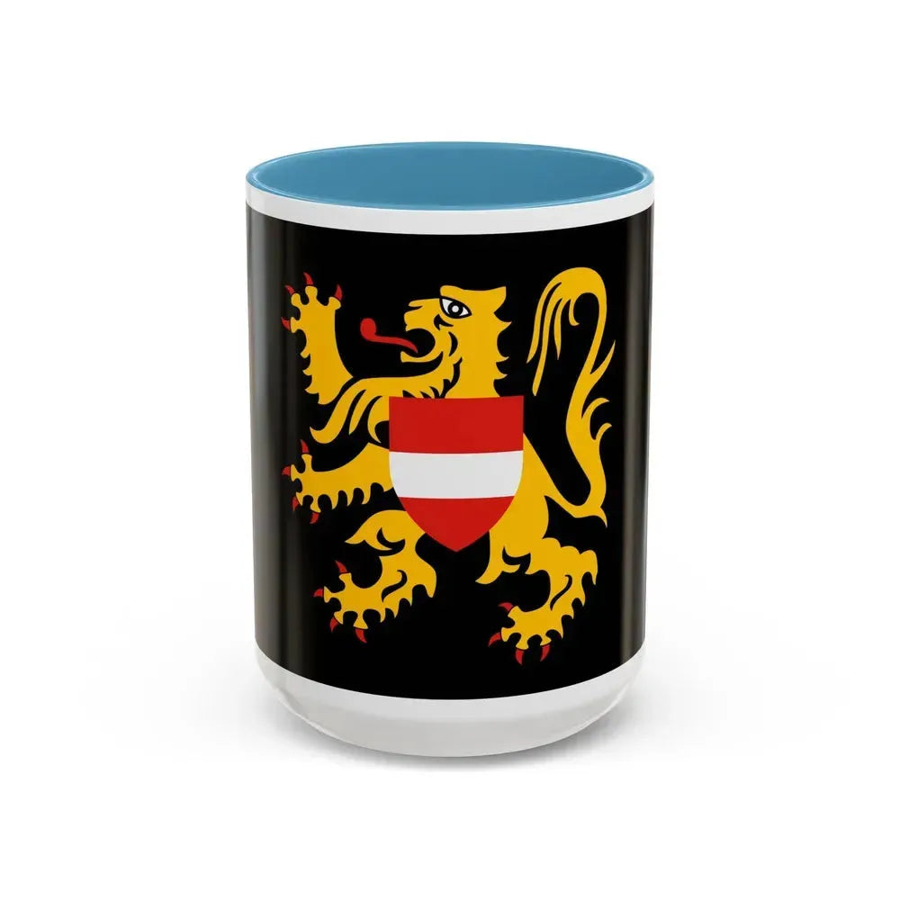 Flag of Flemish Brabant Belgium - Accent Coffee Mug 15oz Light Blue - Go Mug Yourself
