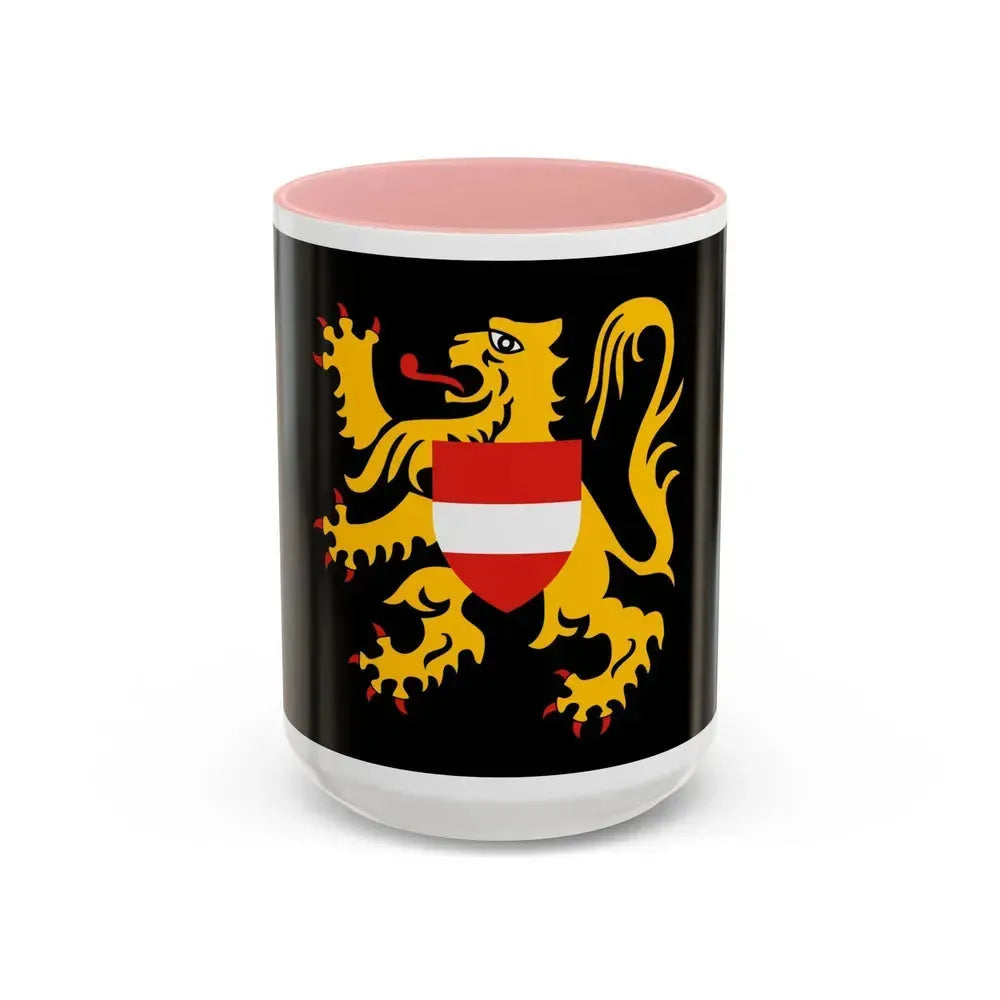 Flag of Flemish Brabant Belgium - Accent Coffee Mug 15oz Pink - Go Mug Yourself