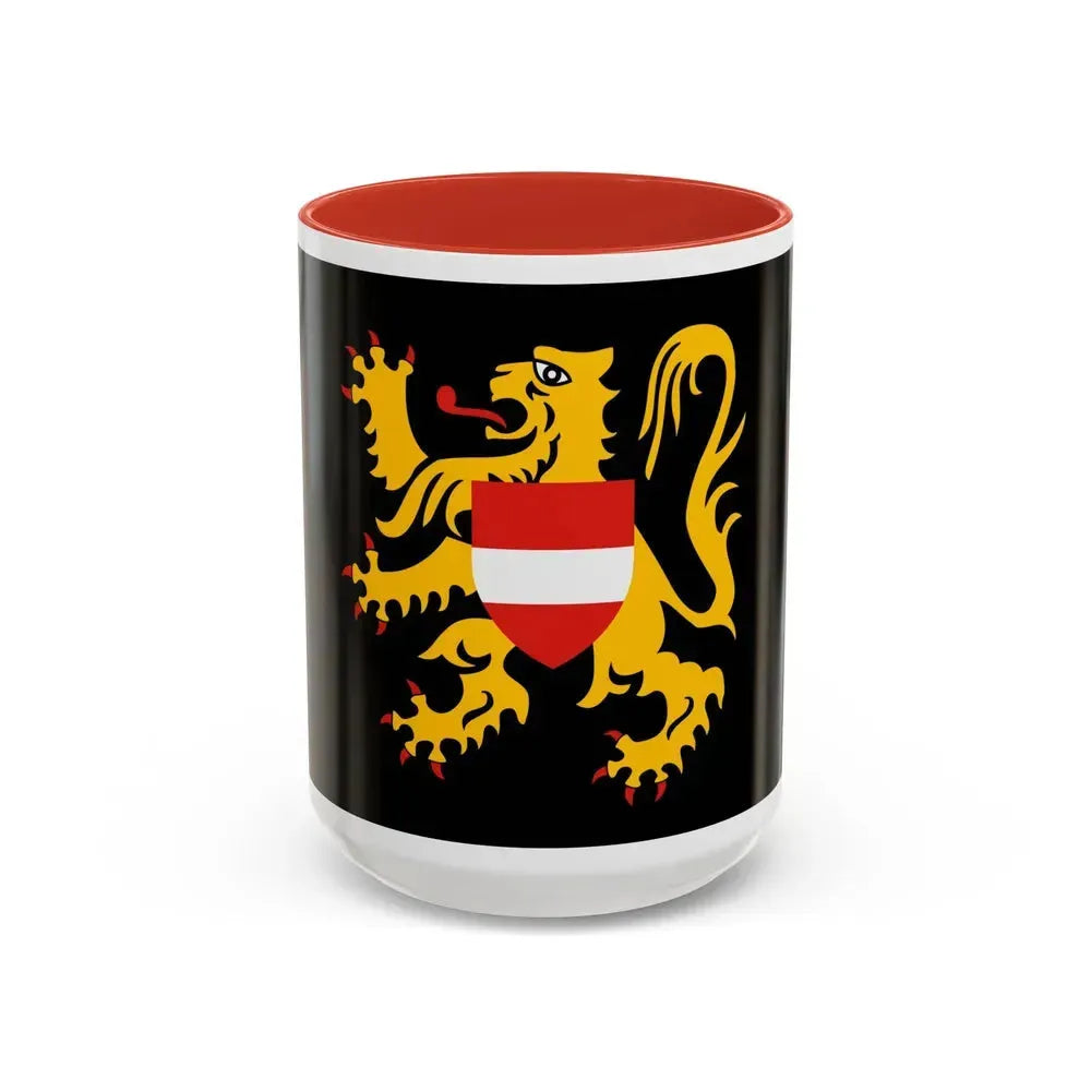 Flag of Flemish Brabant Belgium - Accent Coffee Mug 15oz Red - Go Mug Yourself