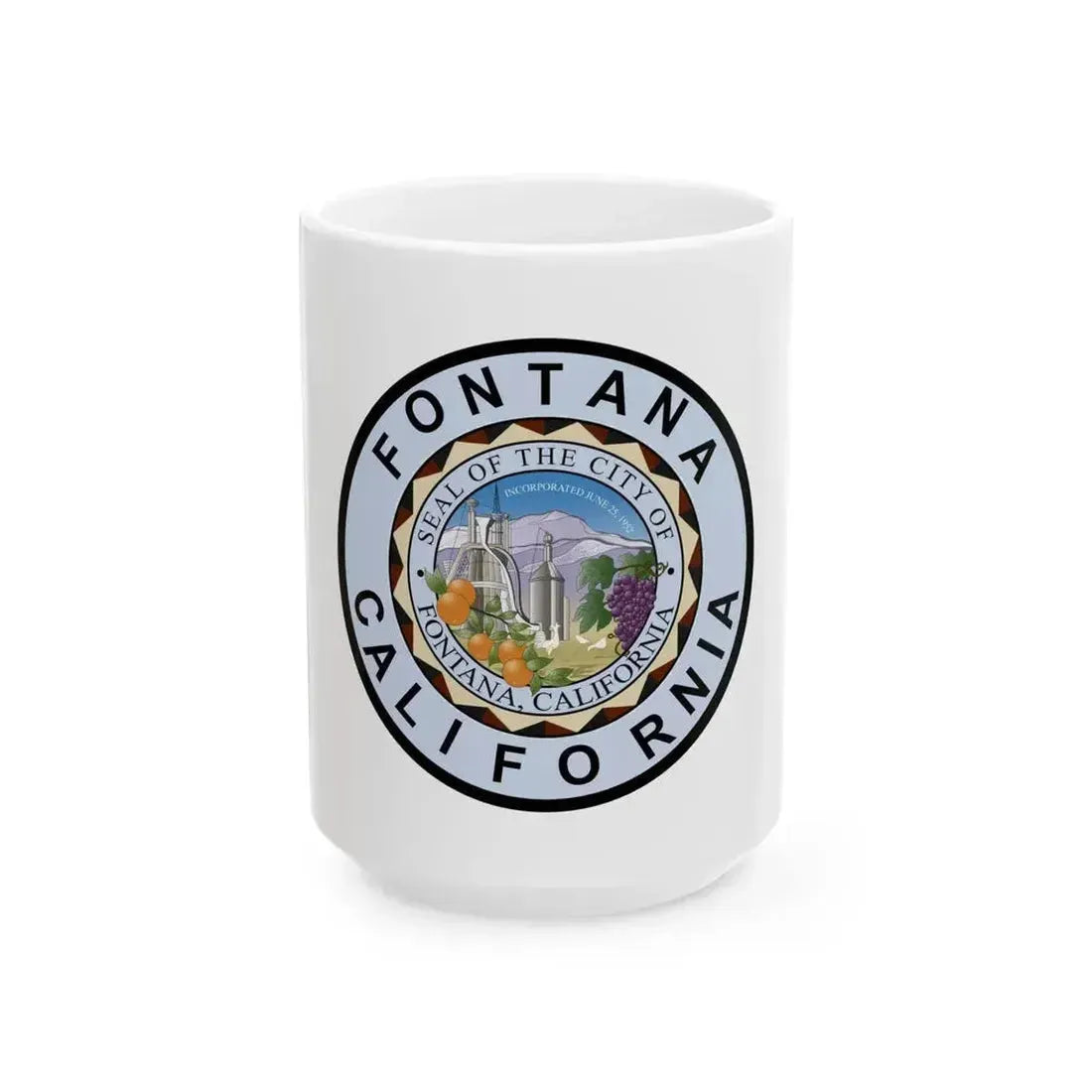 Flag of Fontana California (United States) White Coffee Mug 15oz - Go Mug Yourself