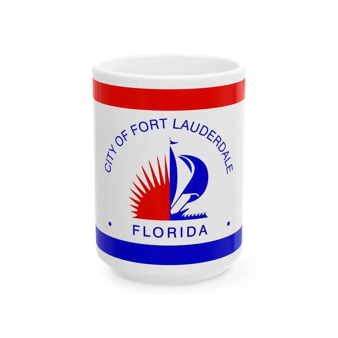 Flag of Fort Lauderdale Florida (United States) White Coffee Mug 15oz - Go Mug Yourself