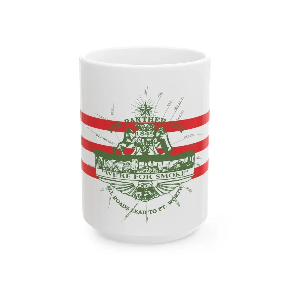 Flag of Fort Worth Texas 1912-1968 (United States) White Coffee Mug 15oz - Go Mug Yourself