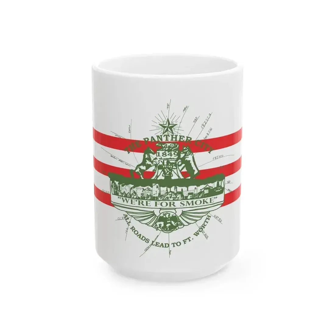 Flag of Fort Worth Texas 1912-1968 (United States) White Coffee Mug 15oz - Go Mug Yourself