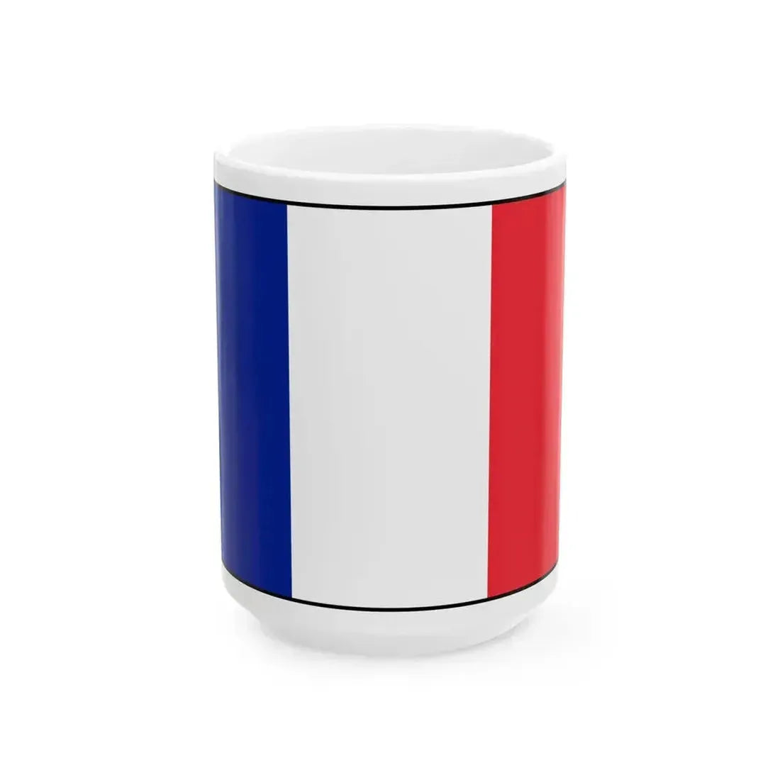 Flag of France bordered (France) White Coffee Mug 15oz - Go Mug Yourself