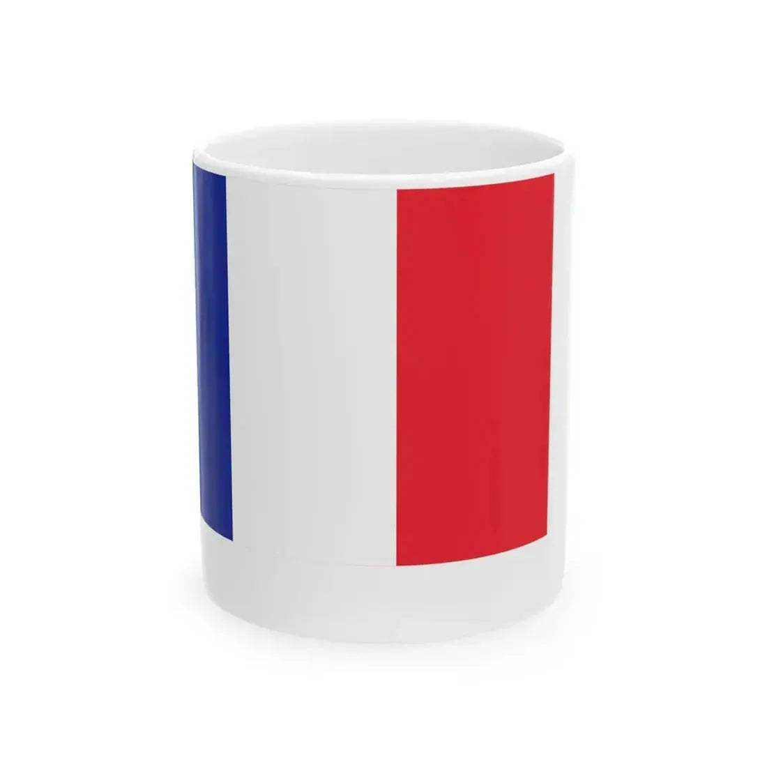 Flag of France on staff hoist left (France) White Coffee Mug 11oz - Go Mug Yourself