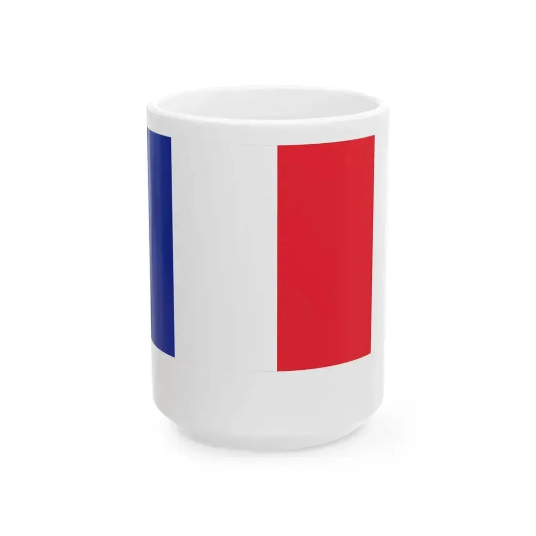 Flag of France on staff hoist left (France) White Coffee Mug 15oz - Go Mug Yourself