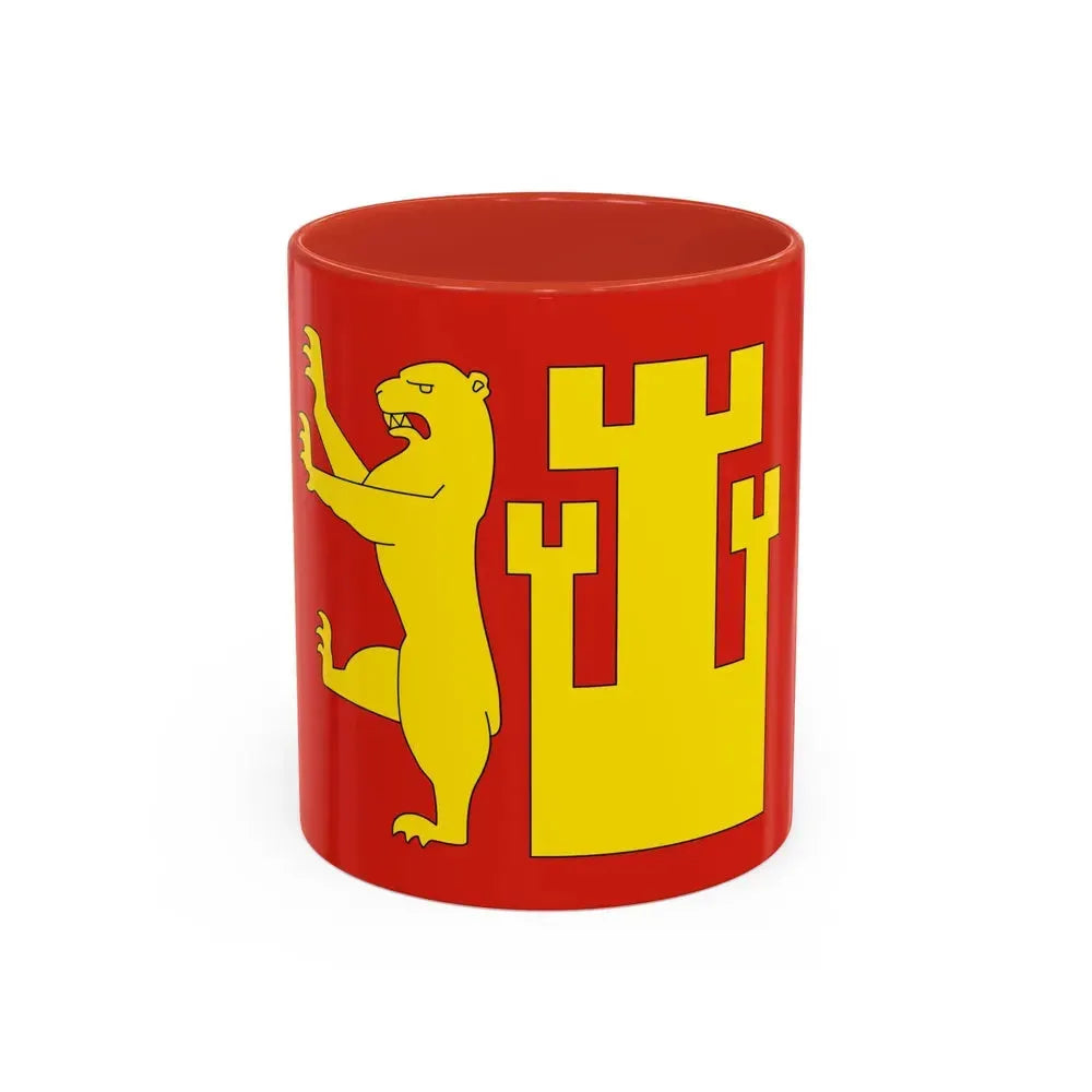 Flag of Fredrikstad Viken Norway - Accent Coffee Mug 11oz Red - Go Mug Yourself