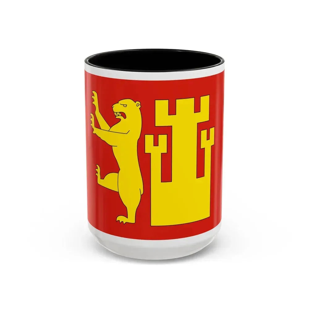 Flag of Fredrikstad Viken Norway - Accent Coffee Mug 15oz Black - Go Mug Yourself