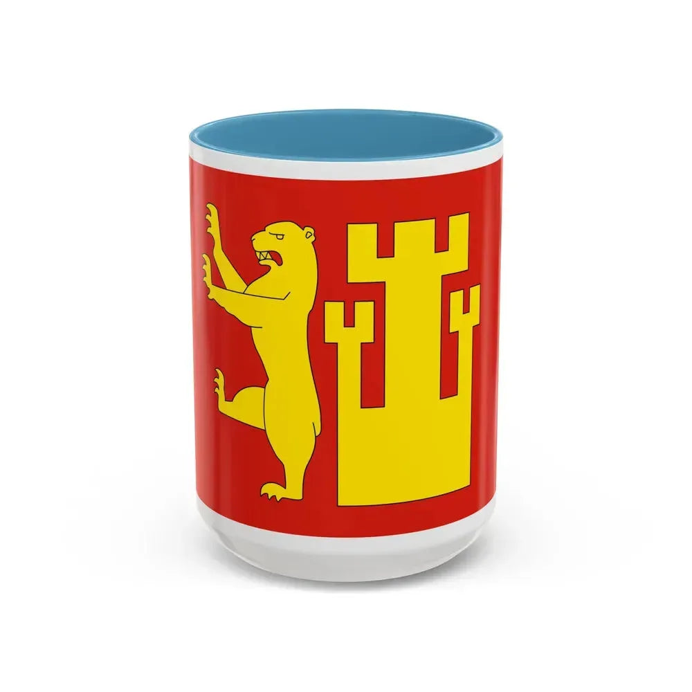 Flag of Fredrikstad Viken Norway - Accent Coffee Mug 15oz Light Blue - Go Mug Yourself