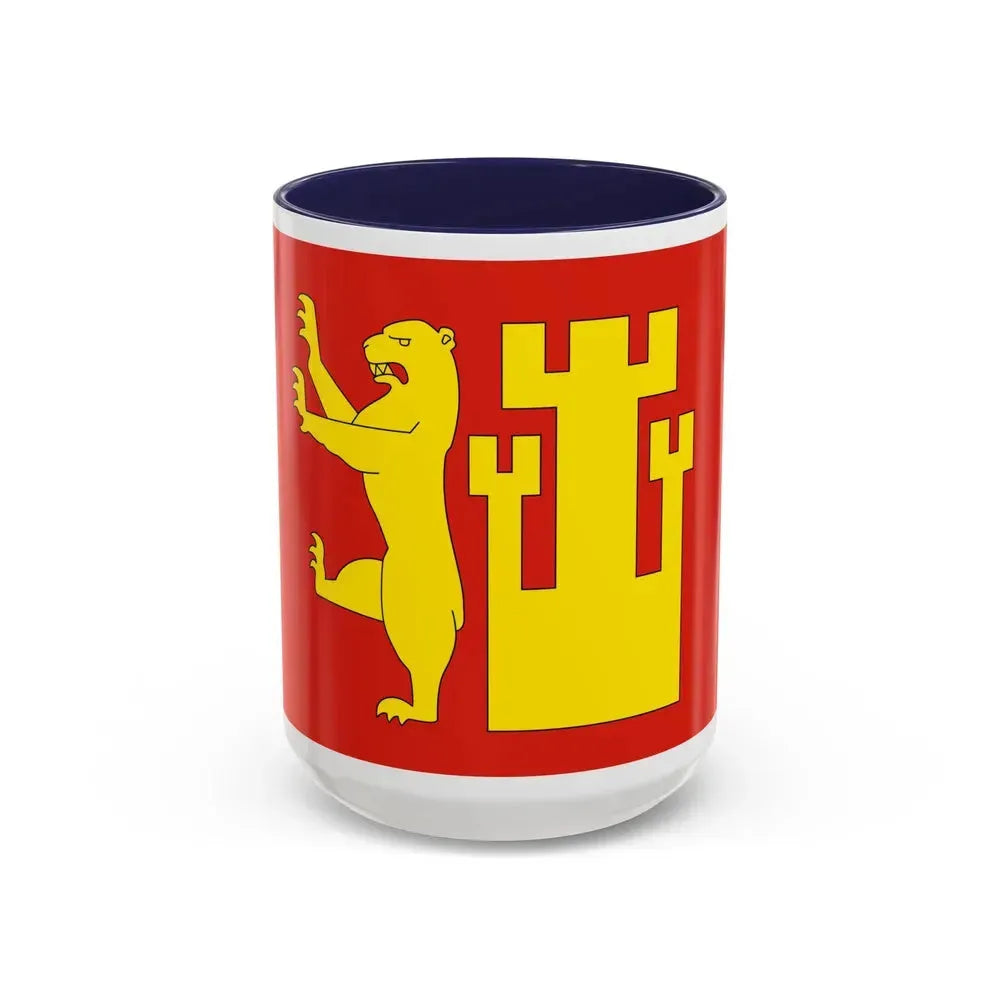 Flag of Fredrikstad Viken Norway - Accent Coffee Mug 15oz Navy - Go Mug Yourself