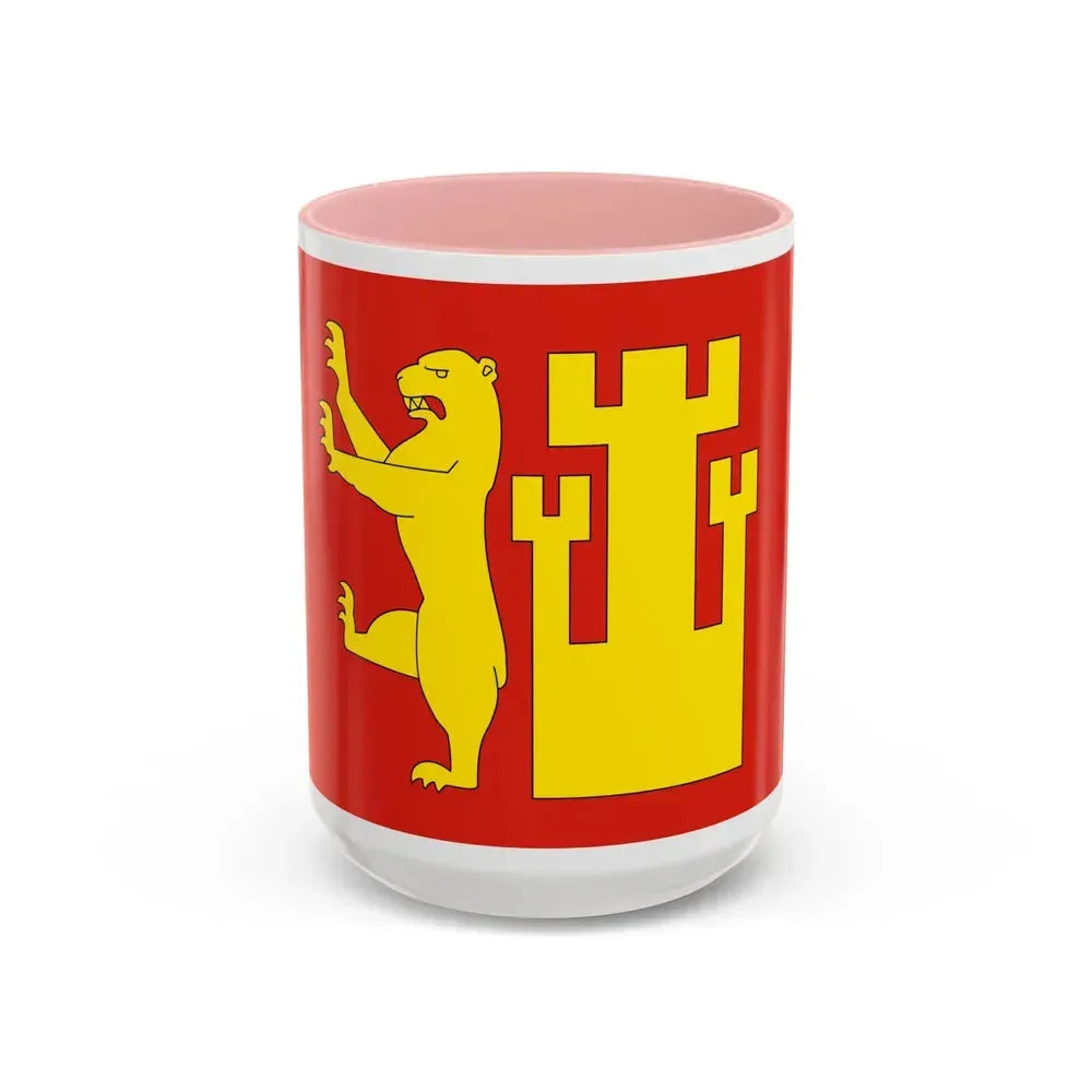 Flag of Fredrikstad Viken Norway - Accent Coffee Mug 15oz Pink - Go Mug Yourself