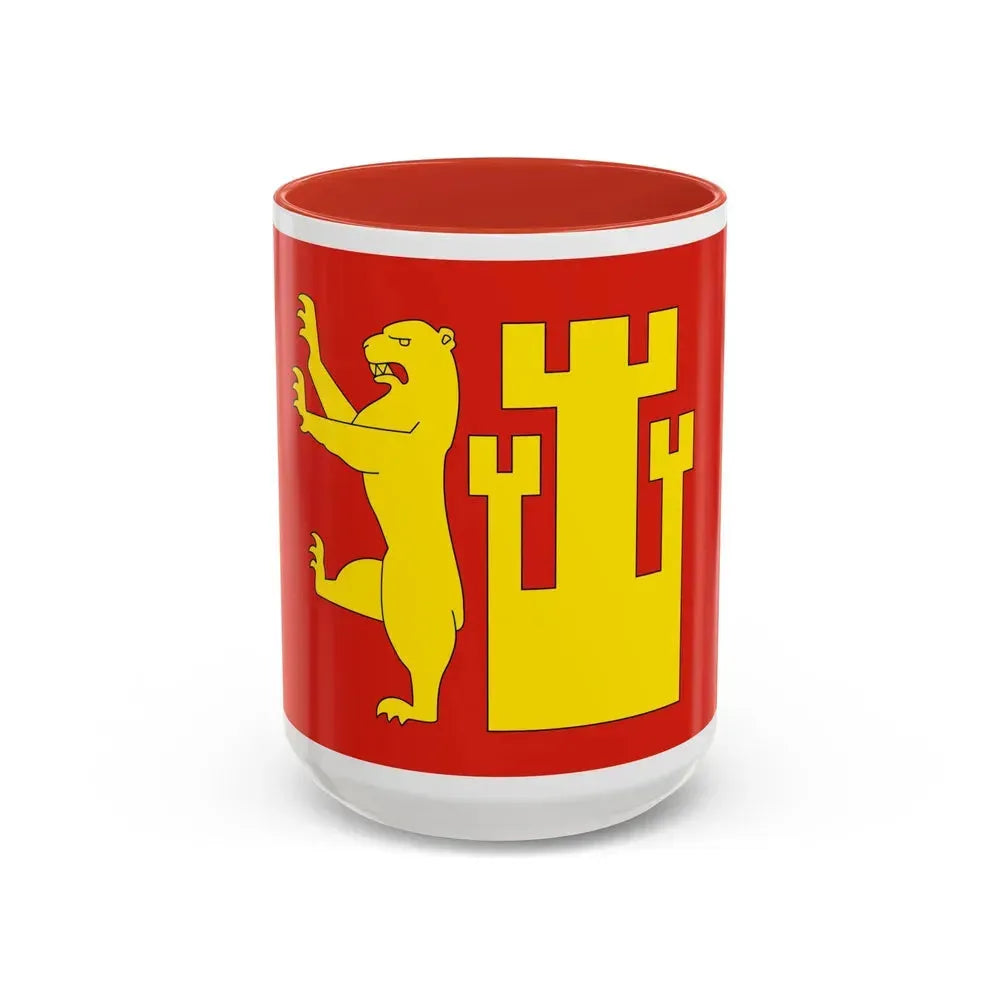 Flag of Fredrikstad Viken Norway - Accent Coffee Mug 15oz Red - Go Mug Yourself