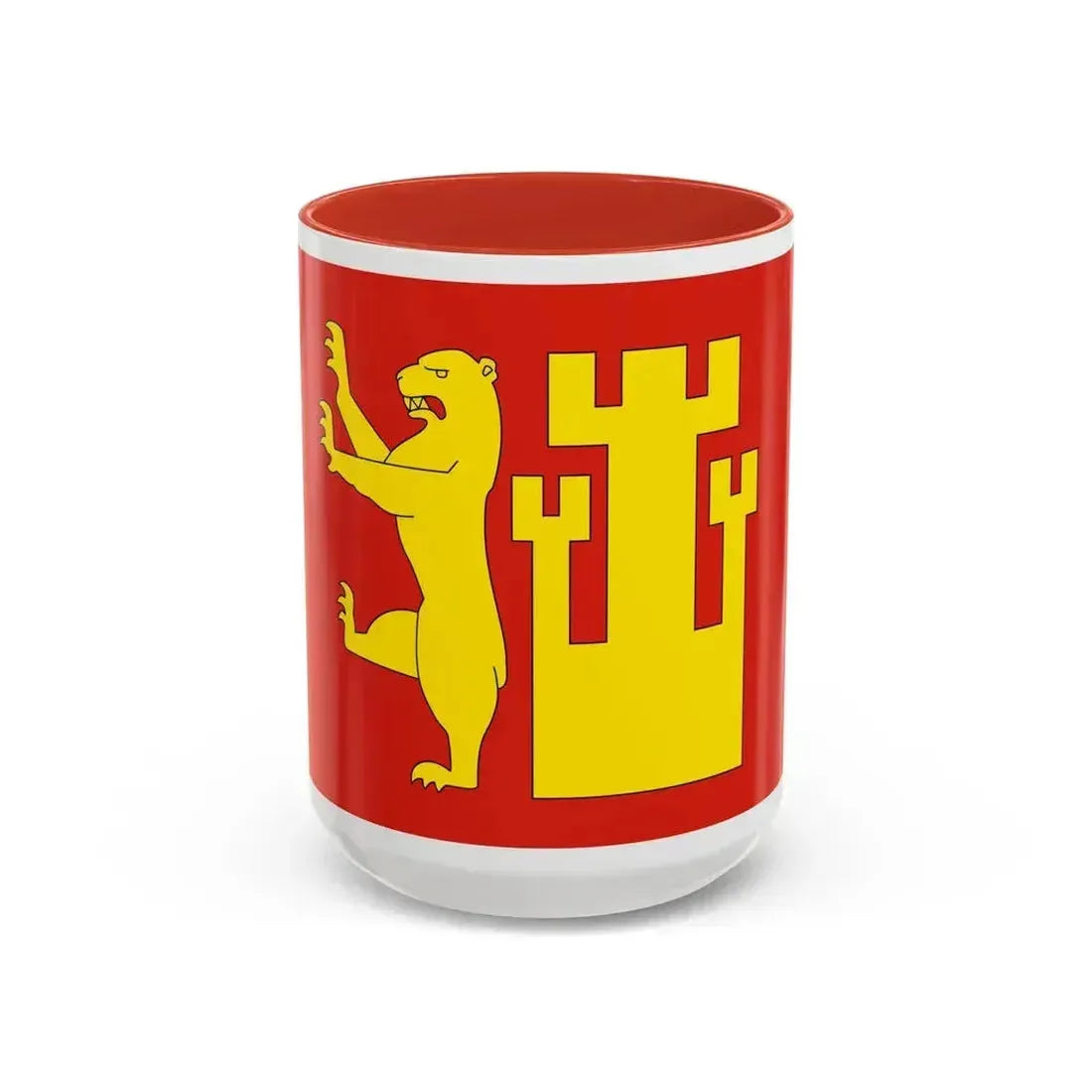 Flag of Fredrikstad Viken Norway - Accent Coffee Mug 15oz Red - Go Mug Yourself