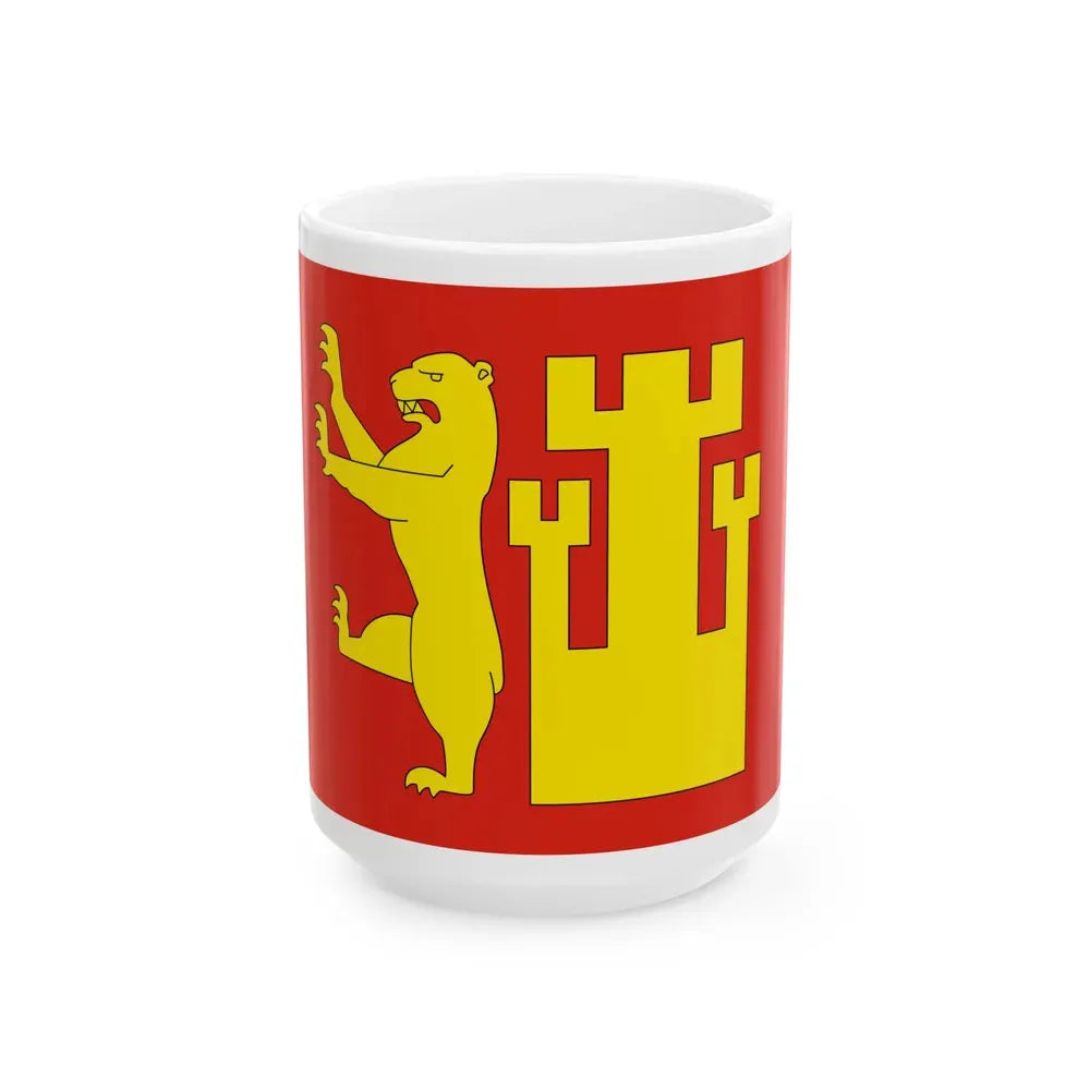 Flag of Fredrikstad Viken Norway - White Coffee Mug 15oz - Go Mug Yourself