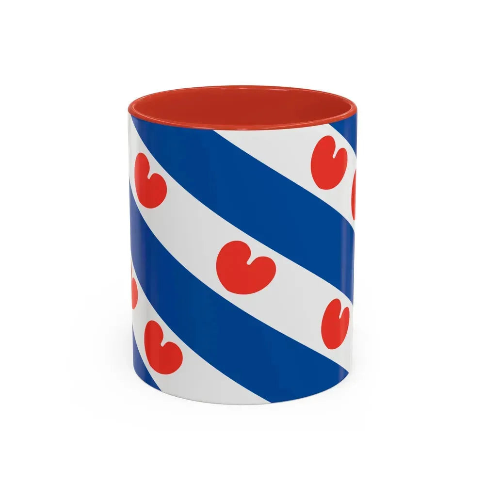 Flag of Friesland Netherlands - Accent Coffee Mug 11oz Red - Go Mug Yourself