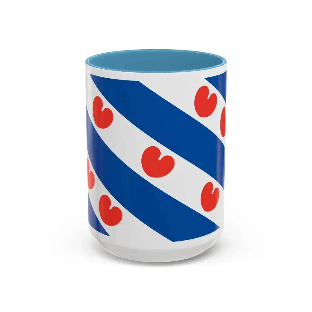 Flag of Friesland Netherlands - Accent Coffee Mug 15oz Light Blue - Go Mug Yourself