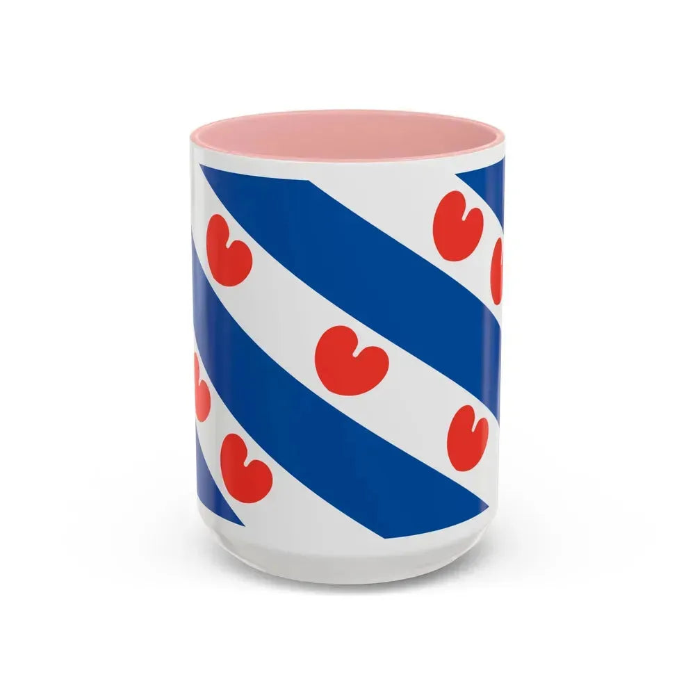 Flag of Friesland Netherlands - Accent Coffee Mug 15oz Pink - Go Mug Yourself