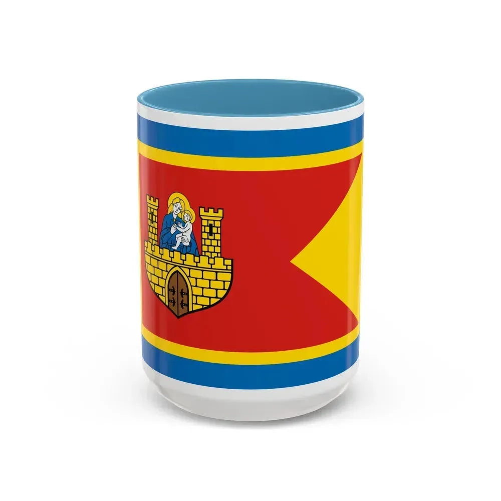 Flag of Frombork Poland - Accent Coffee Mug 15oz Light Blue - Go Mug Yourself