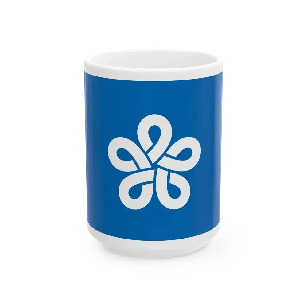 Flag of Fukuoka Prefecture Japan - White Coffee Mug 15oz - Go Mug Yourself