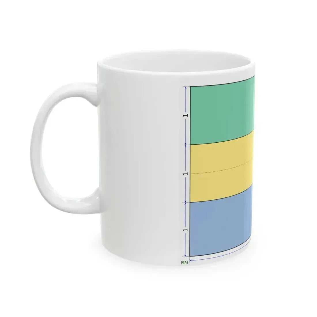 Flag of Gabon construction sheet (Gabon) White Coffee Mug - Go Mug Yourself