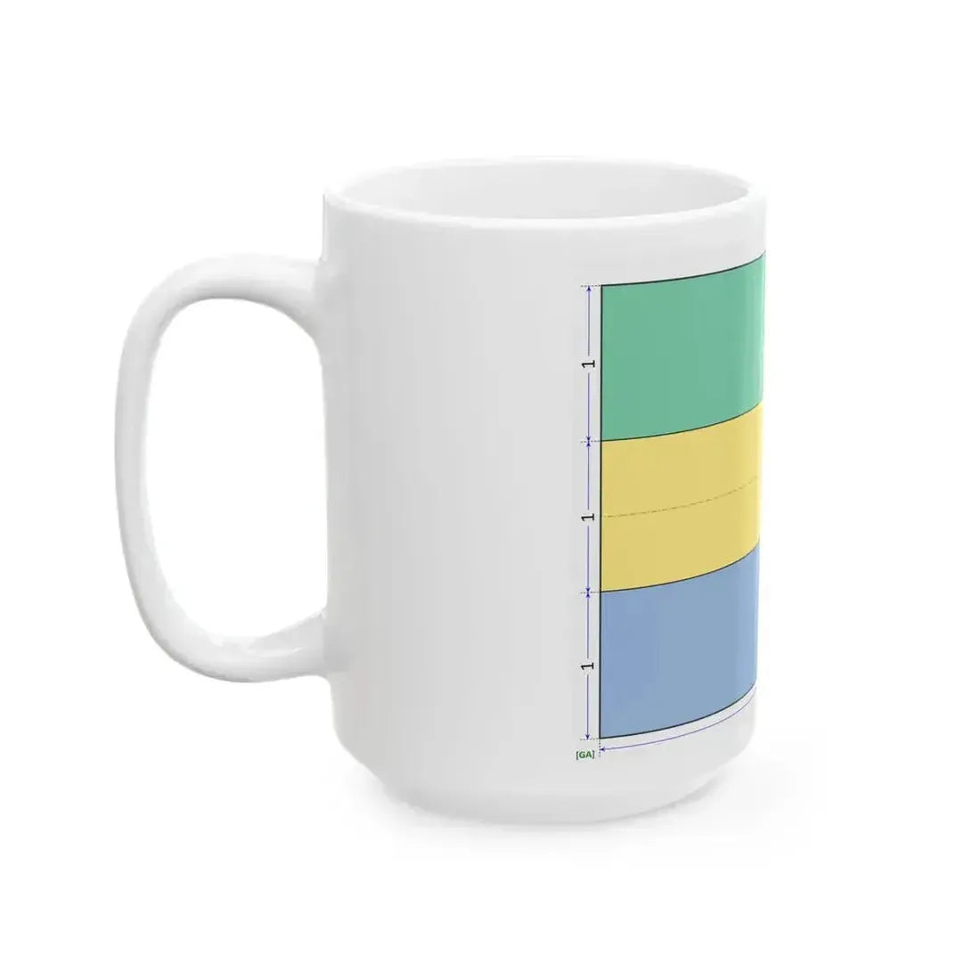 Flag of Gabon construction sheet (Gabon) White Coffee Mug - Go Mug Yourself