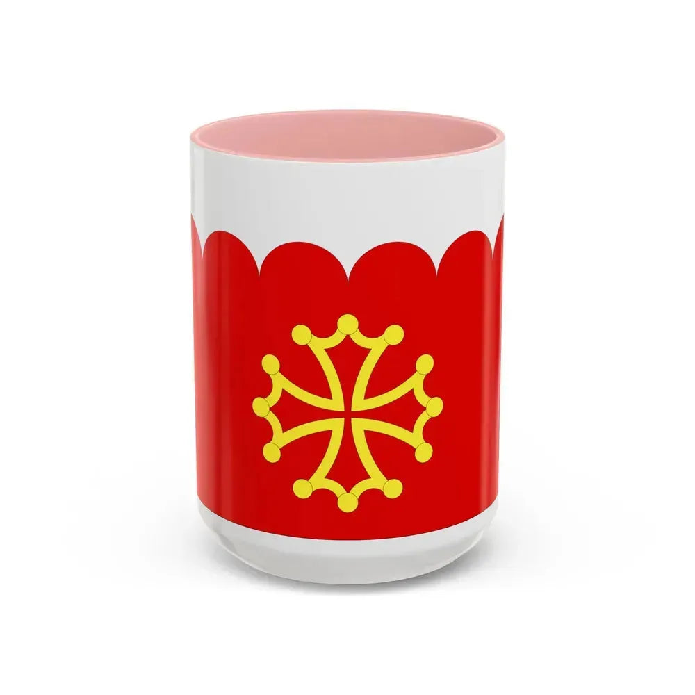 Flag of Gard France 2 - Accent Coffee Mug 15oz Pink - Go Mug Yourself