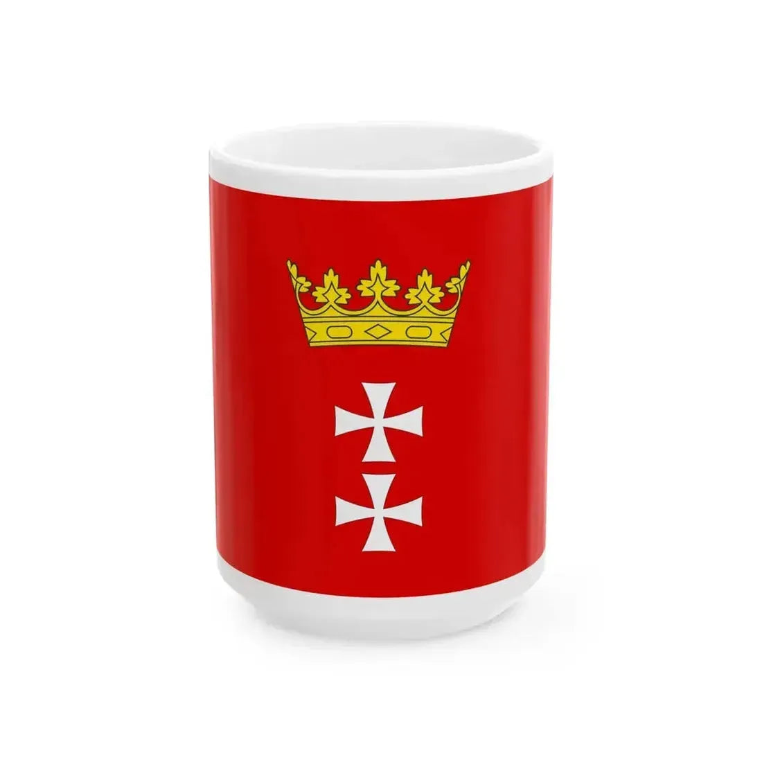 Flag of Gdansk 1991 (Poland) White Coffee Mug 15oz - Go Mug Yourself