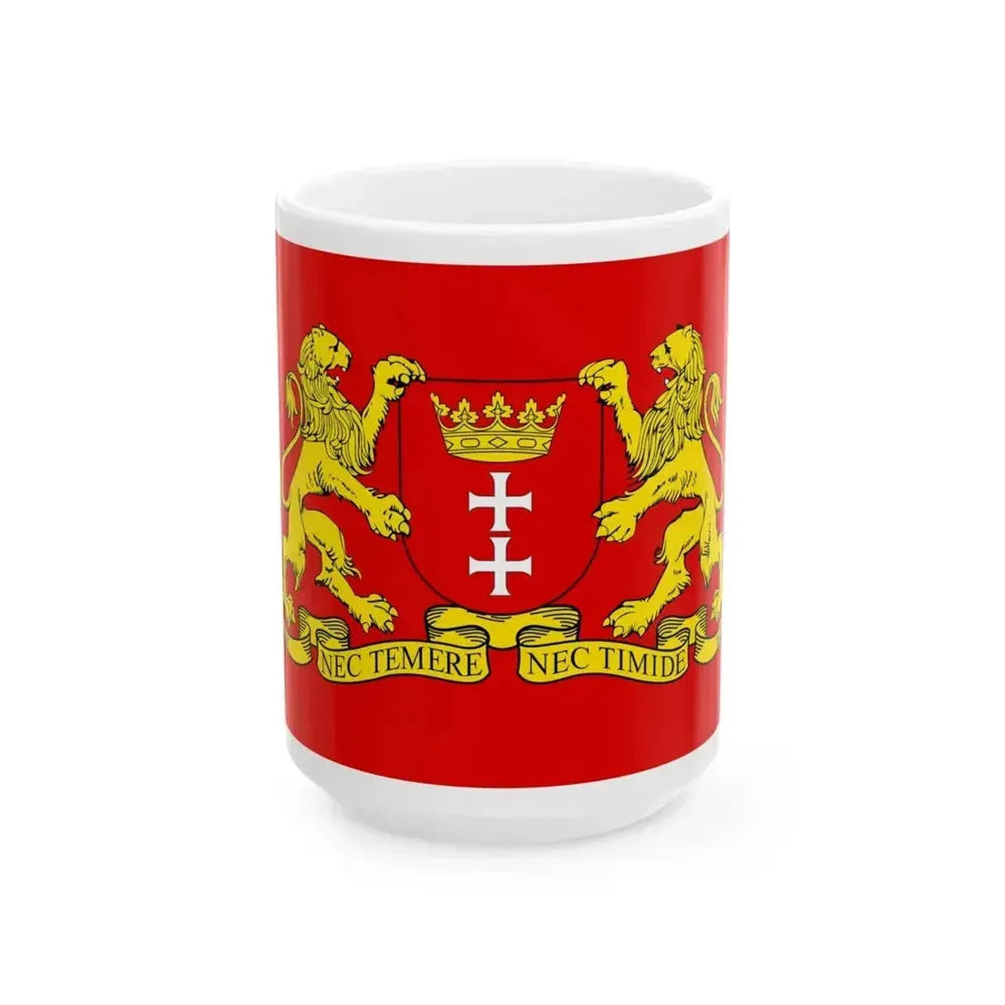 Flag of Gdansk variant 2 (Poland) White Coffee Mug 15oz - Go Mug Yourself